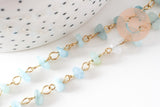 Collier Collier perle pierre naturelle acier inoxydable doré 41cm, x1 (G10560)