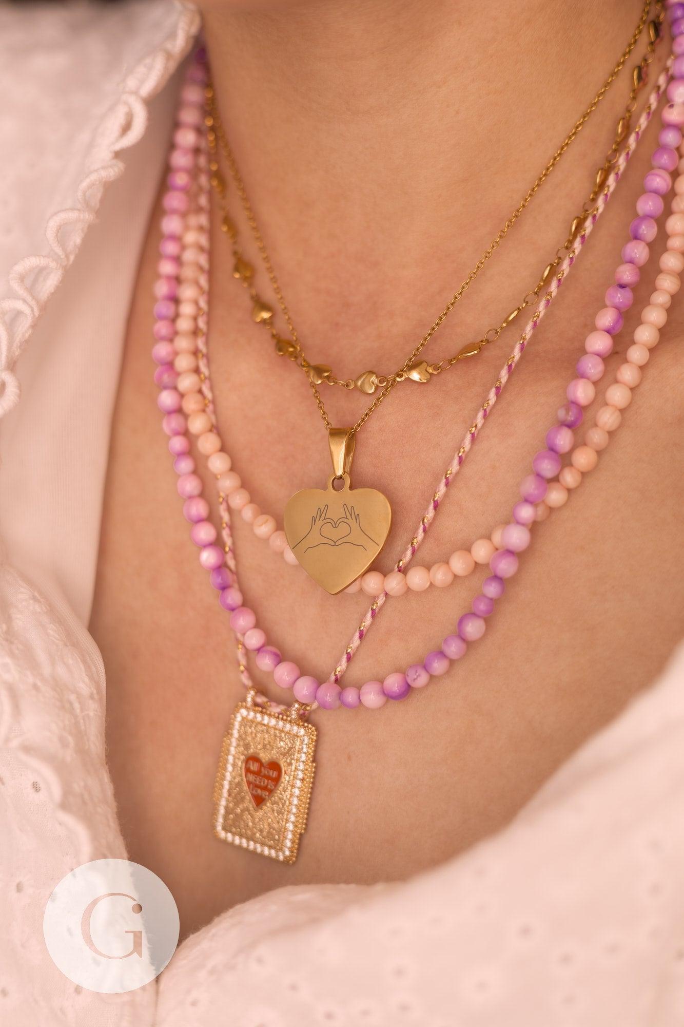 Collier personnalisé coeur médaille gravée AMOUR acier inoxydable 304, (ADN12)