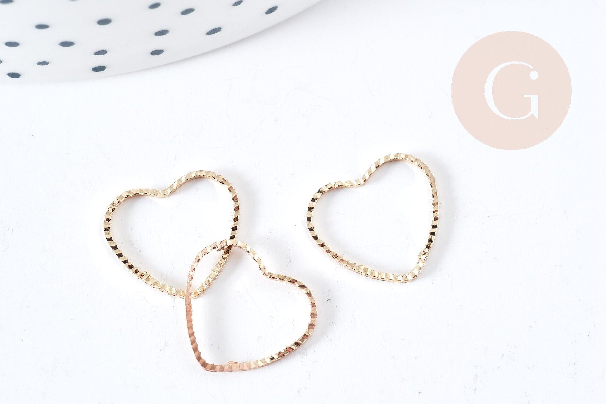 Connecteur Cœur laiton doré18K 13mm, création de bijoux amour, x5 G8868