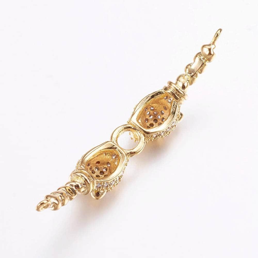 Connecteur léopard laiton doré et strass 42mm, pendentif qualité doré, création bijou luxe, x1 G2887