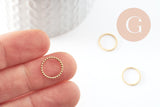 Connecteur rond décor boule acier 301 inoxydable doré 18K IP 12.5mm, x1 (G9517)
