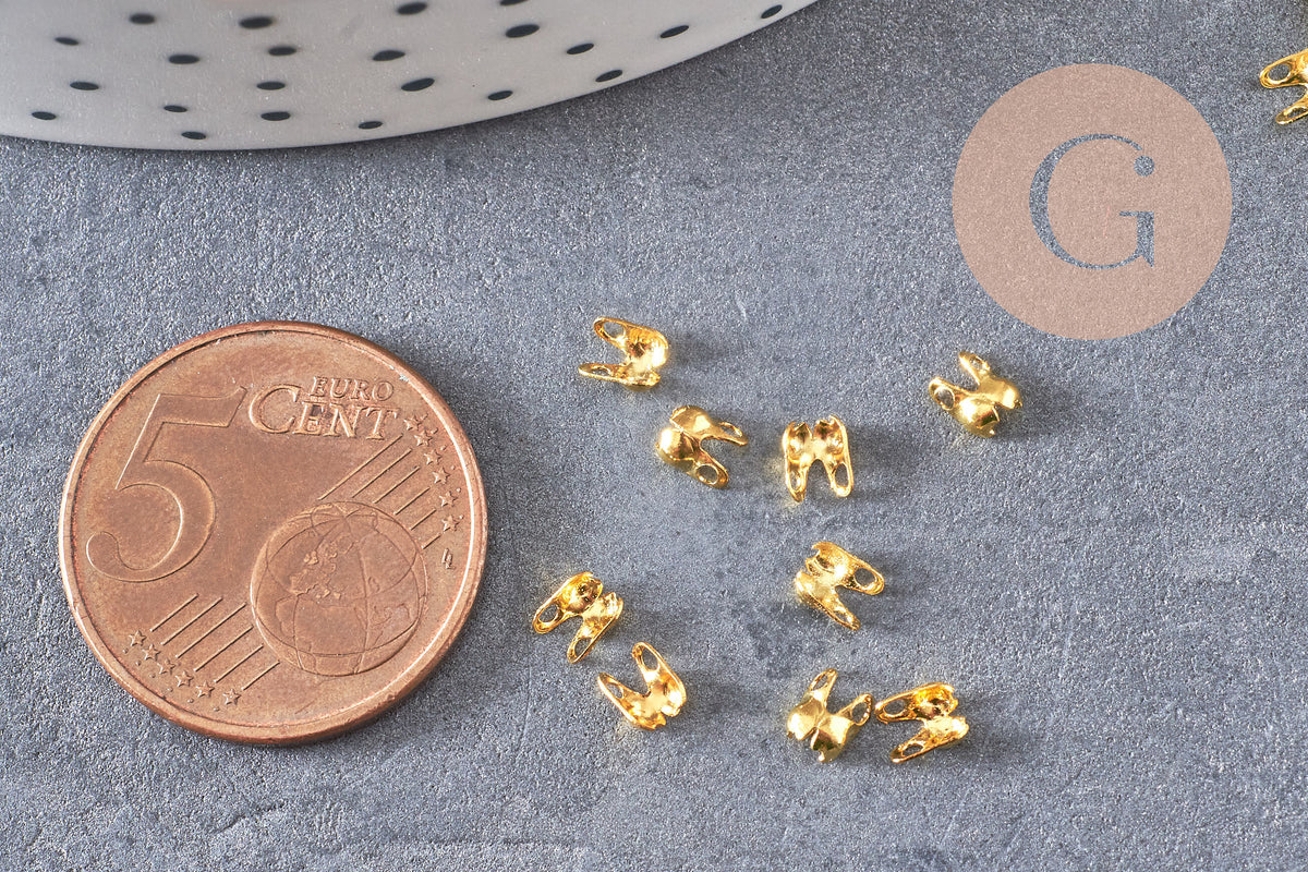 Connecteurs dorés avec trou 3mm, x 1gr (G2083)