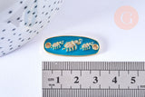 Connecteurs émaillé bleu laiton doré zircons blancs 11mm, x1 (G6886)