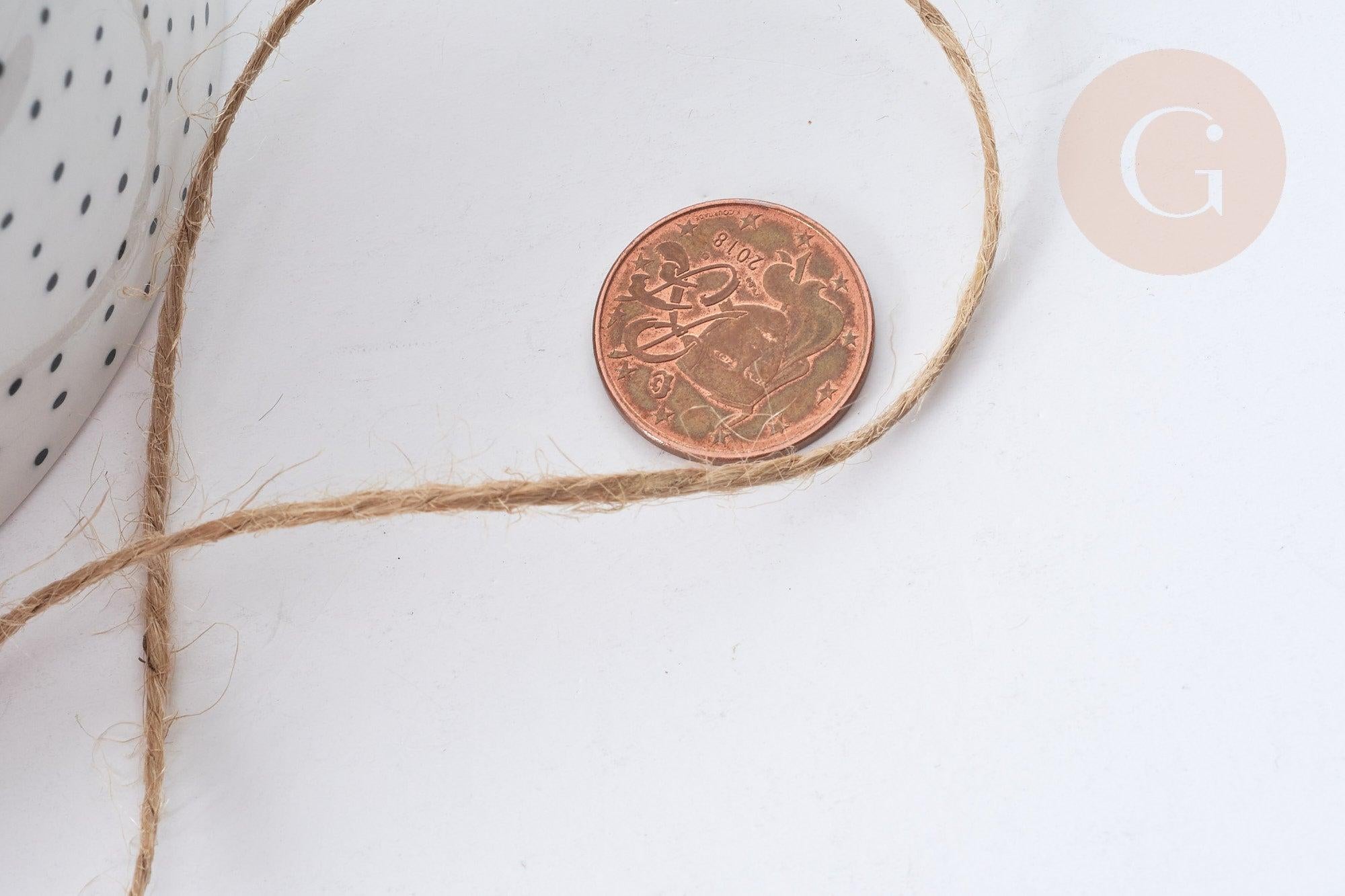 Corde de jute beige 1~2mm, x5 mètres (G7982)