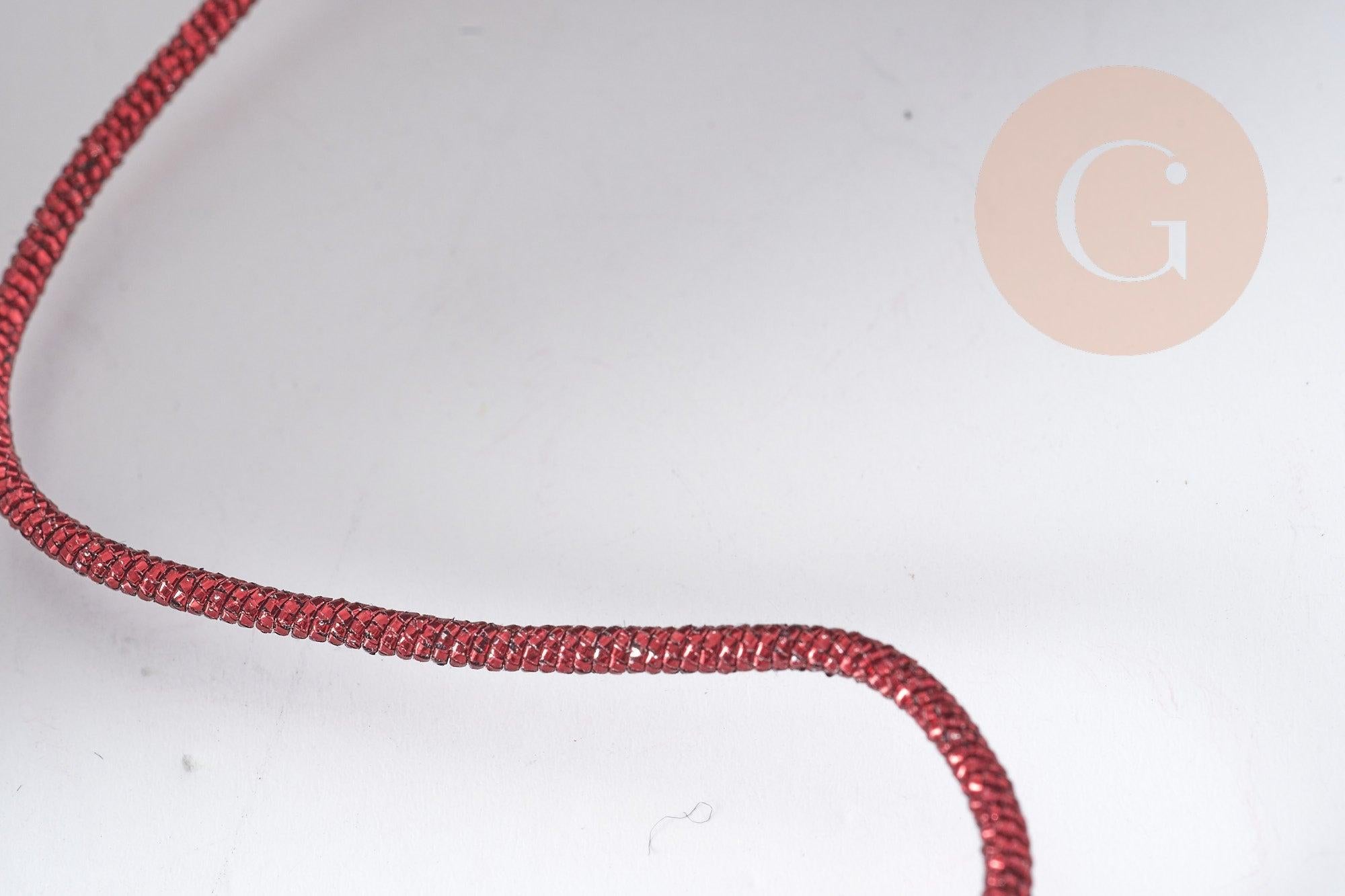 Cordon Polyester métal rigide rouge métalisé 2mm,création pour scrapbooking, x 1M G8998
