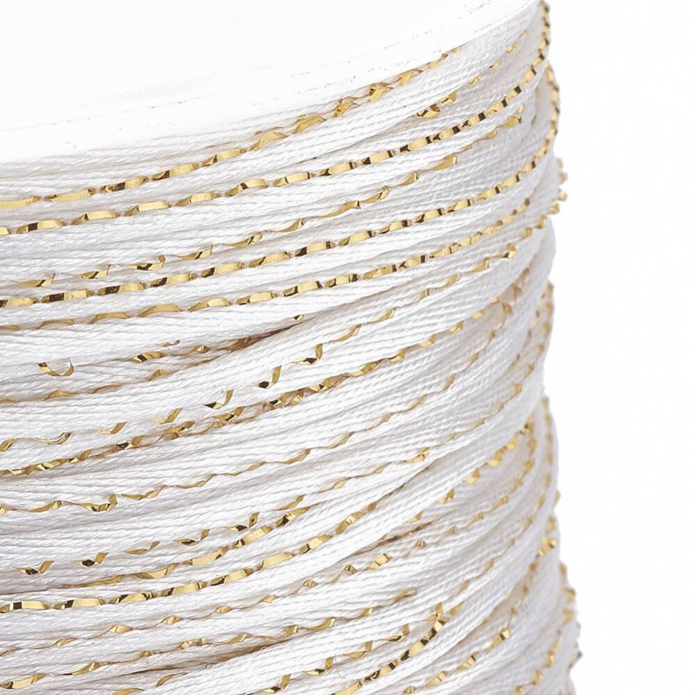 Cordon blanc or, fabrication bijoux bijoux,ruban mariage,fourniture créative, scrapbooking, largeur 1.5mm, x1 mètre G3336