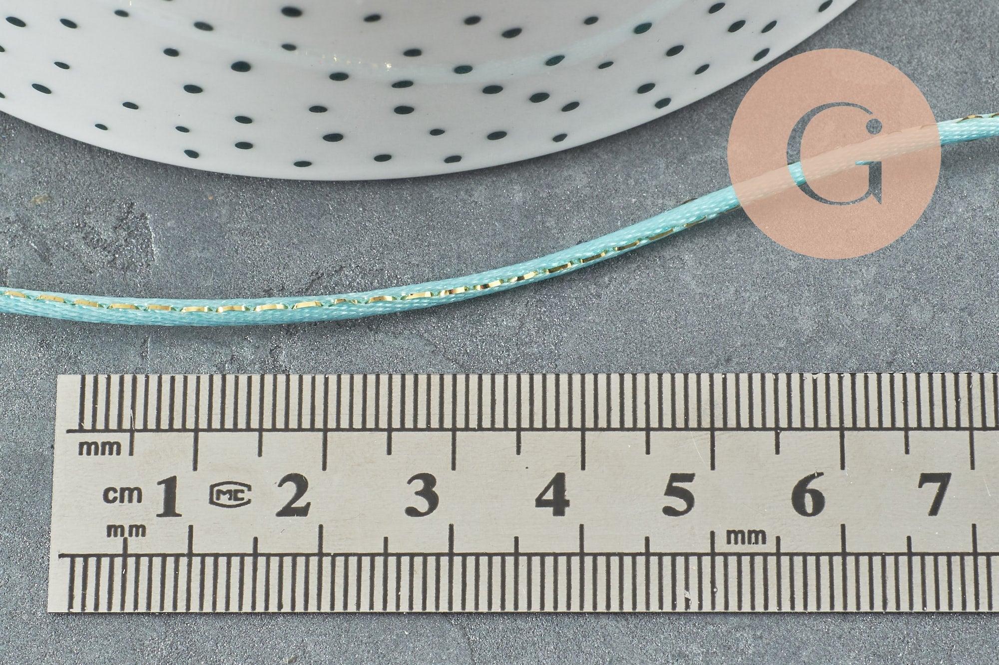 Cordon bleu clair or queue de rat satiné 1.5mm, x1 mètre (G3723)