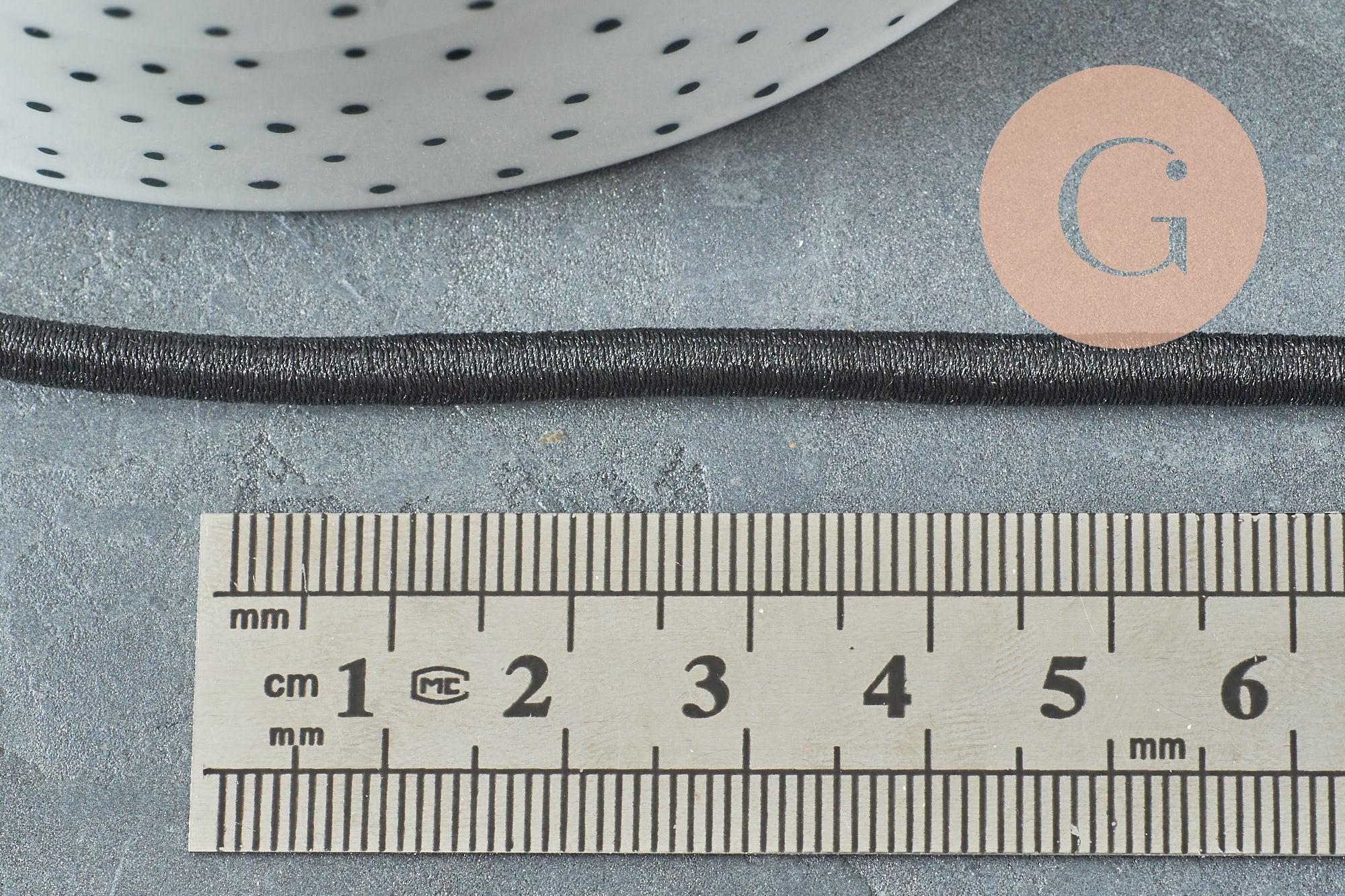 Cordon élastique noir, cordon pour bijoux,cordon épais, élastique rond, 4mm, x1 mètre (G1722)