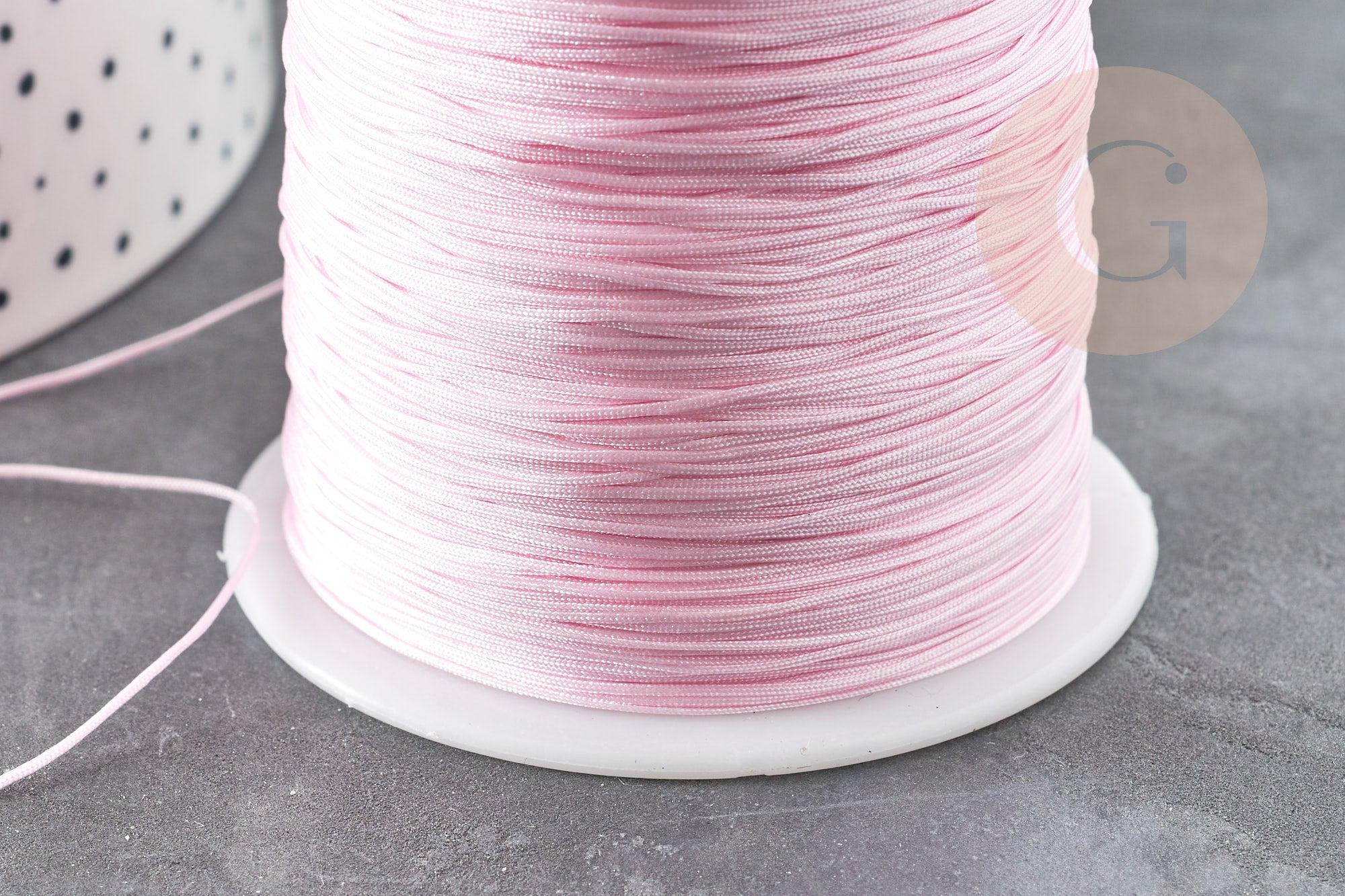 Cordon fil de jade rose clair polyester 0.5mm, cordon pour création de bijoux x1 mètre G9336