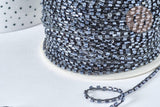Cordon perles noires irisées nylon 1.5~3mm, x 1 Mètre (G7475)