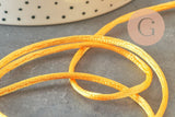 Cordon queue de rat polyester satin jaune brillant 2mm, x5 mètres (G2713)