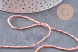 Cordon rose or, création bijoux,ruban mariage, scrapbooking,1-1.55mm, bobine 100 mètres (G2143)