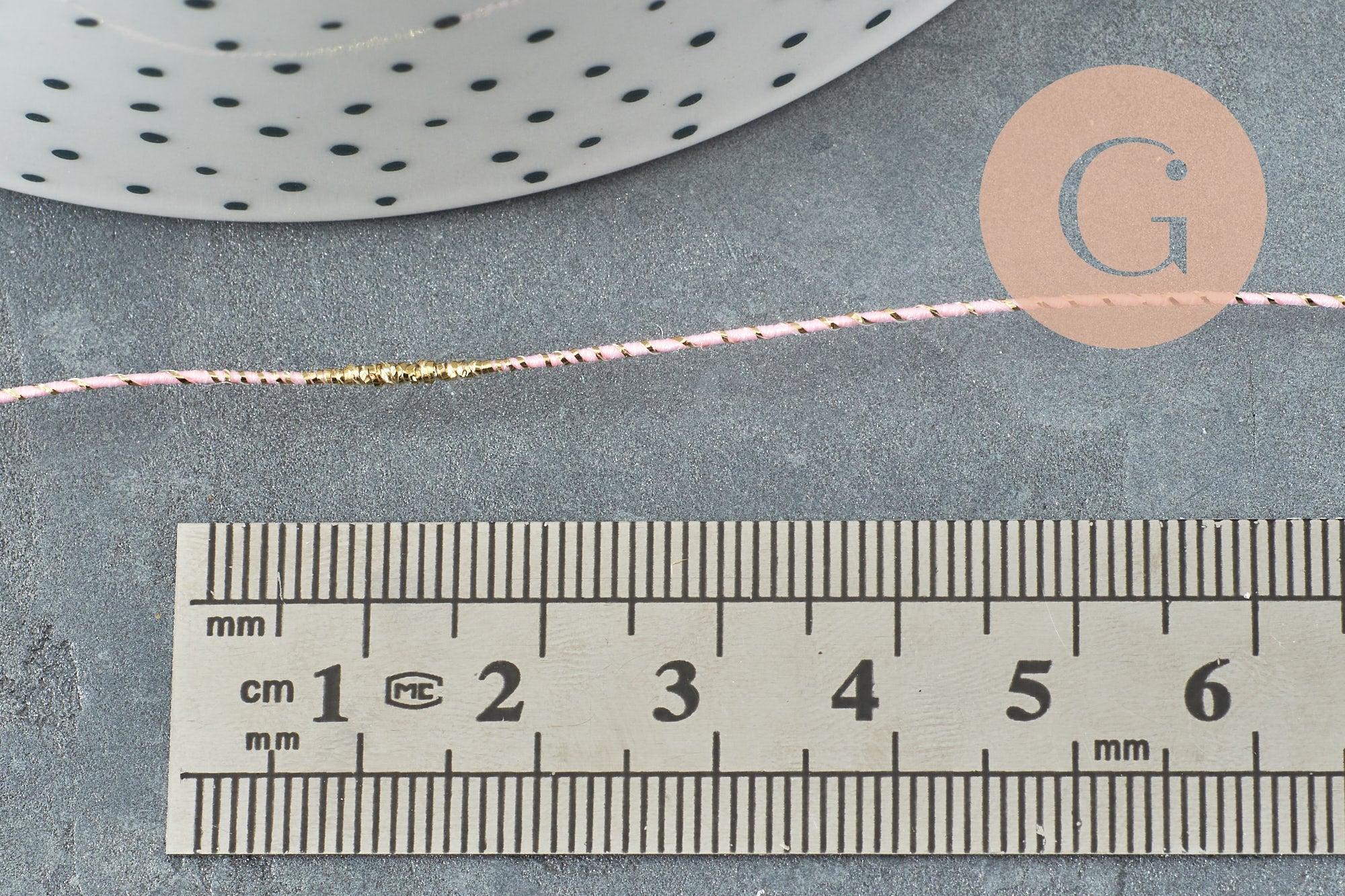 Cordon rose or, fabrication bijoux, création bijoux,ruban mariage, scrapbooking, largeur 1.5mm, x1 ou x5 mètres G1168