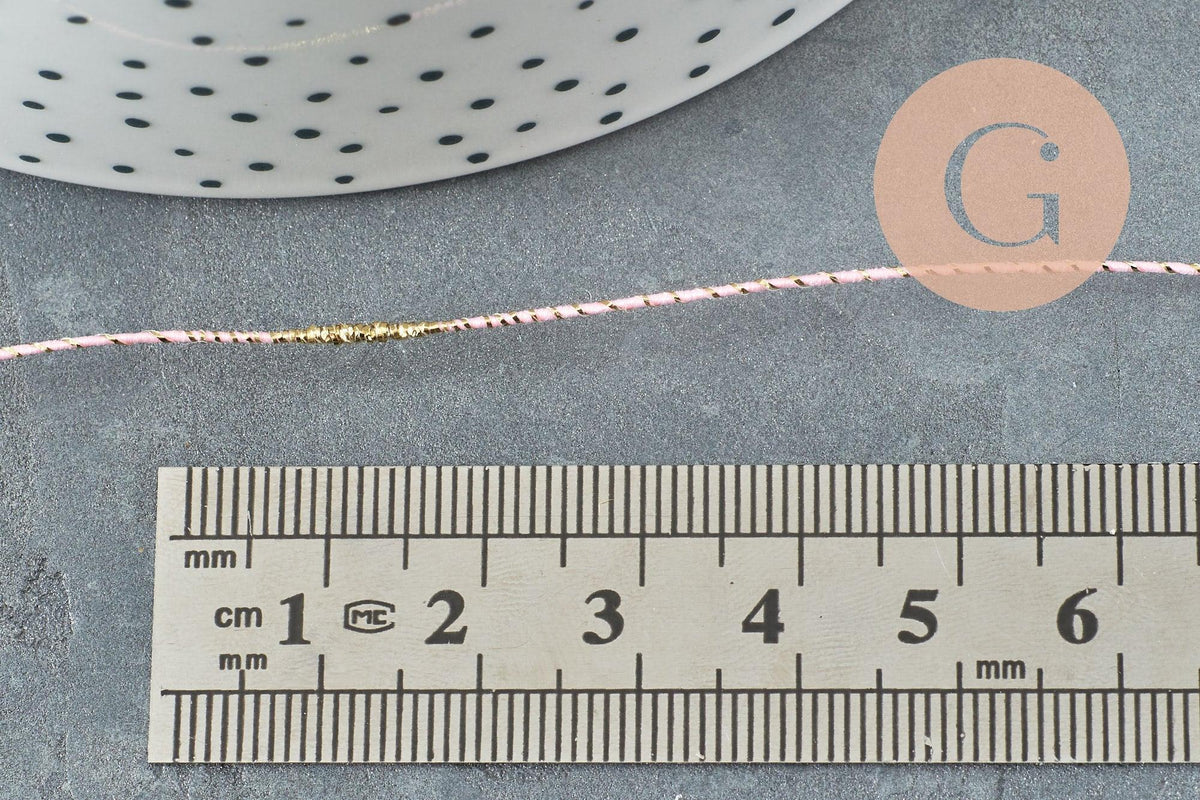 Cordon rose or, fabrication bijoux, création bijoux,ruban mariage, scrapbooking, largeur 1.5mm, x1 ou x5 mètres G1168
