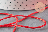 Cordon satiné torsadé rouge 2mm, x1 mètre (G7729)