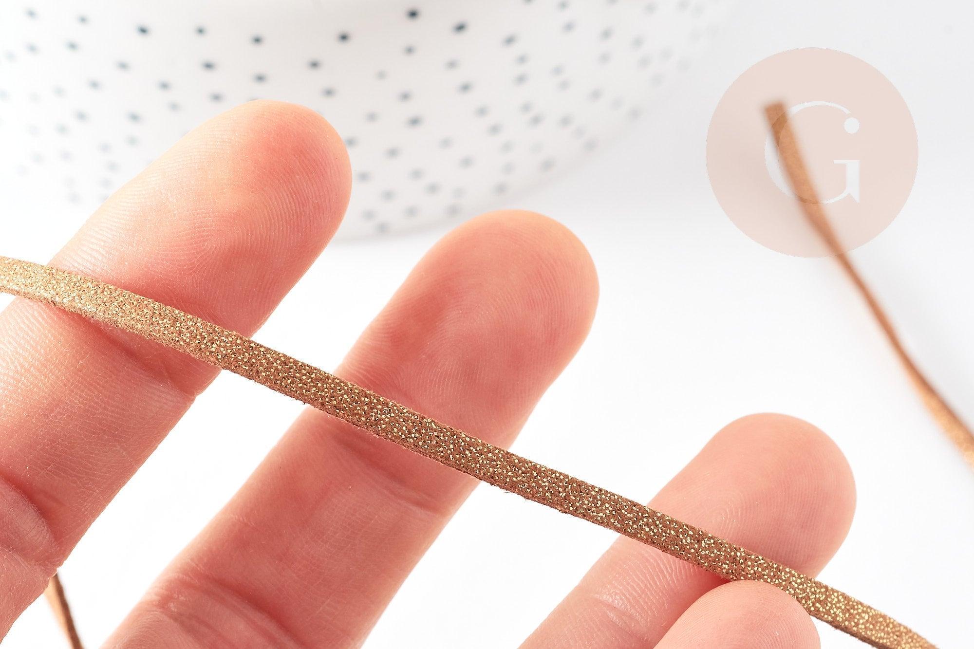 Cordon suédé marron imitation cuir 4mm, x1 mètre (G0090)