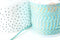Cordon tressé bleu turquoise fil doré 1.5mm-2mm, x 1Mètre G8005