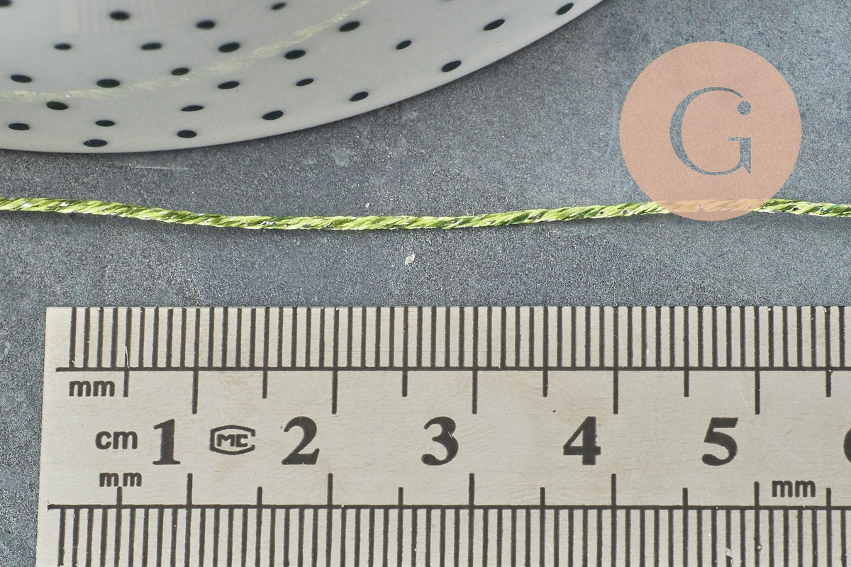 Cordon vert argent, fabrication bijoux,ruban mariage,scrapbooking, largeur 0.8mm, x1 ou x5 ou x10 mètres G3764