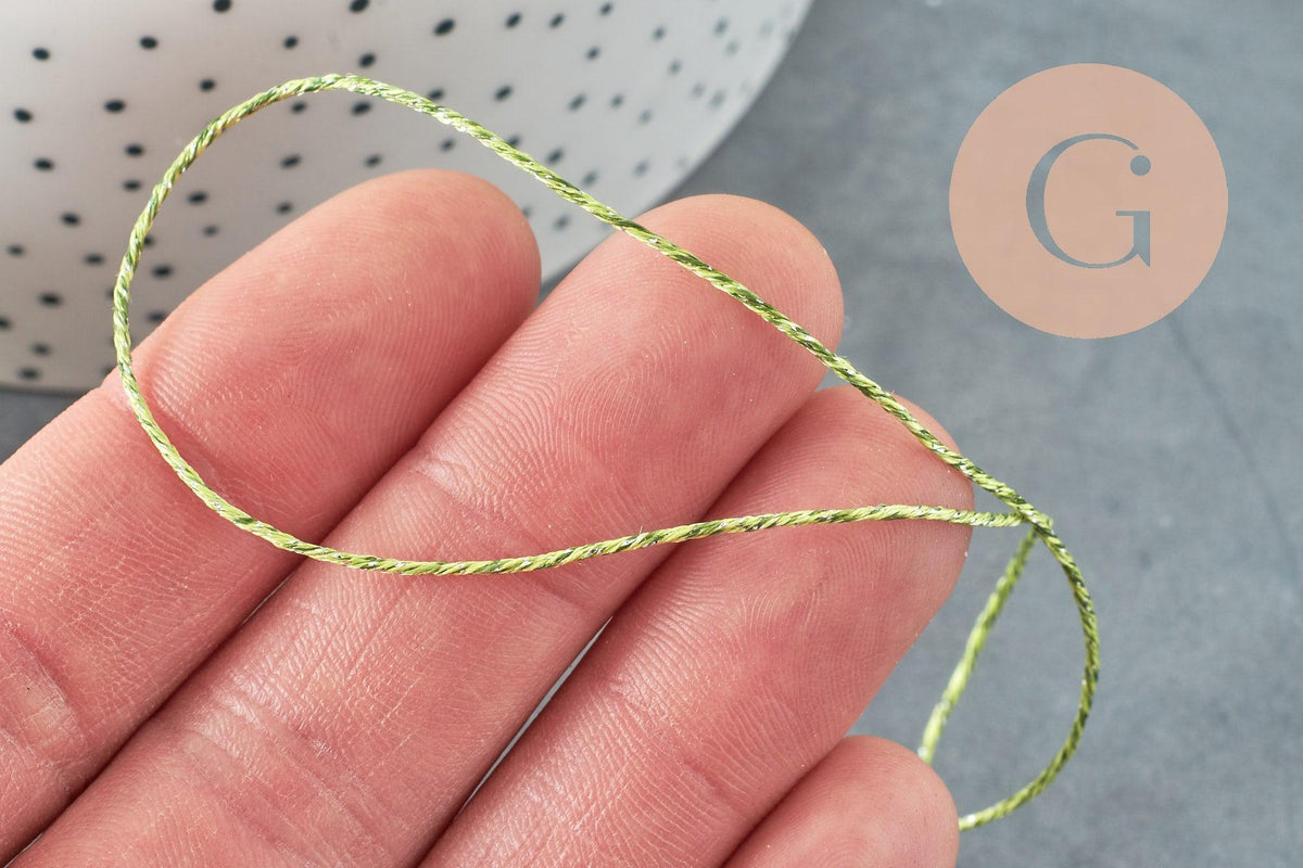 Cordon vert argent, fabrication bijoux,ruban mariage,scrapbooking, largeur 0.8mm, x1 ou x5 ou x10 mètres G3764
