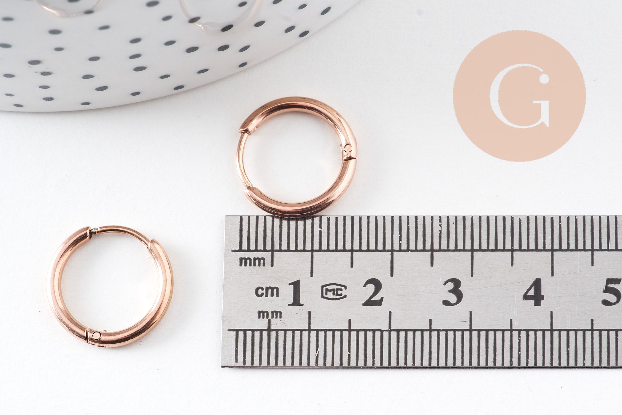 Créoles fine acier 316 inoxydable or rose IP 17mm, x1 paire (G10895)