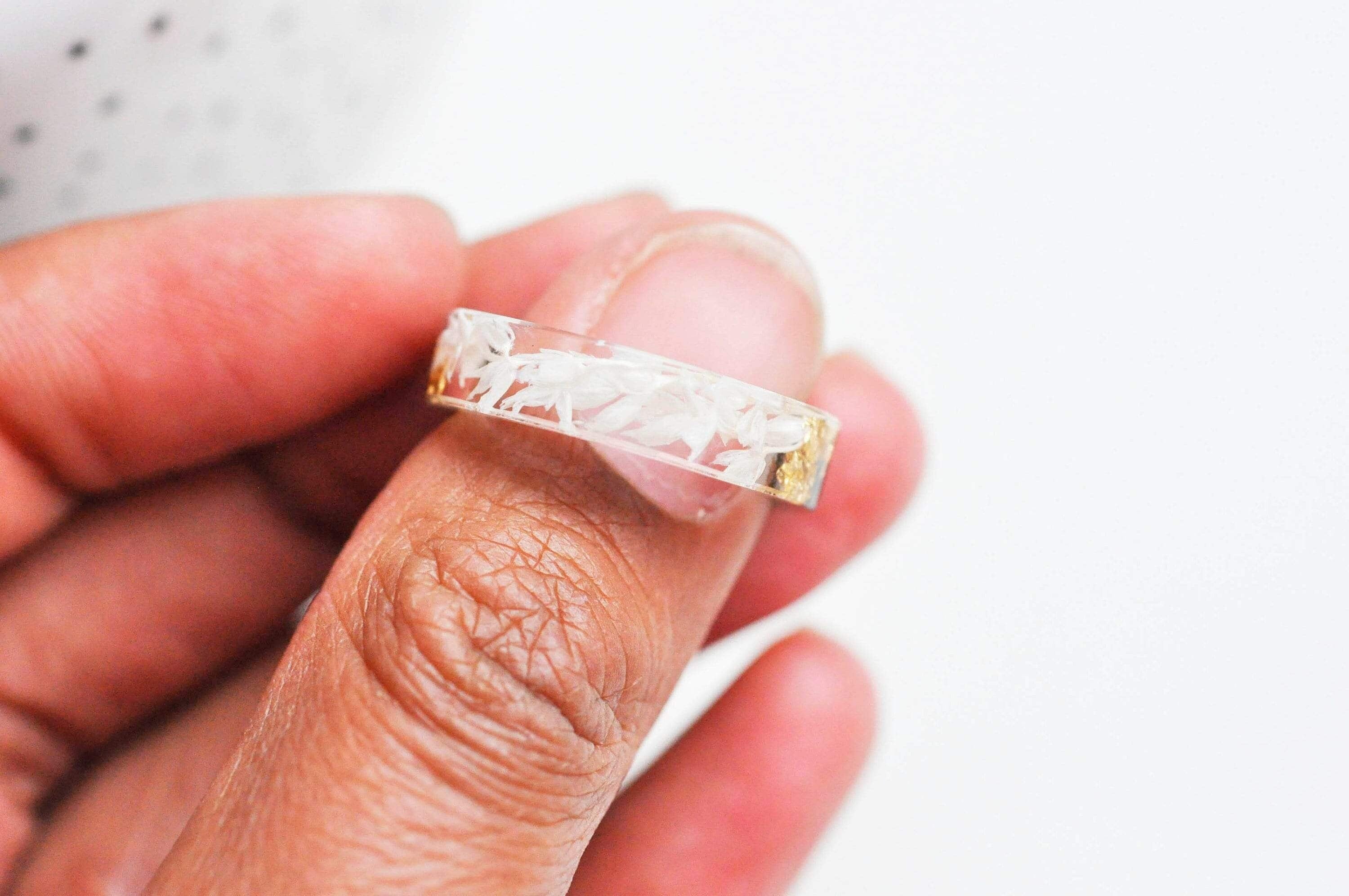 EP-Bague ébène bois résine feuille d'or 19mm, x1 (G4646)