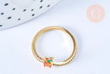 EP-Bague fruit orange laiton doré 16K zircons, x1 (G6578)
