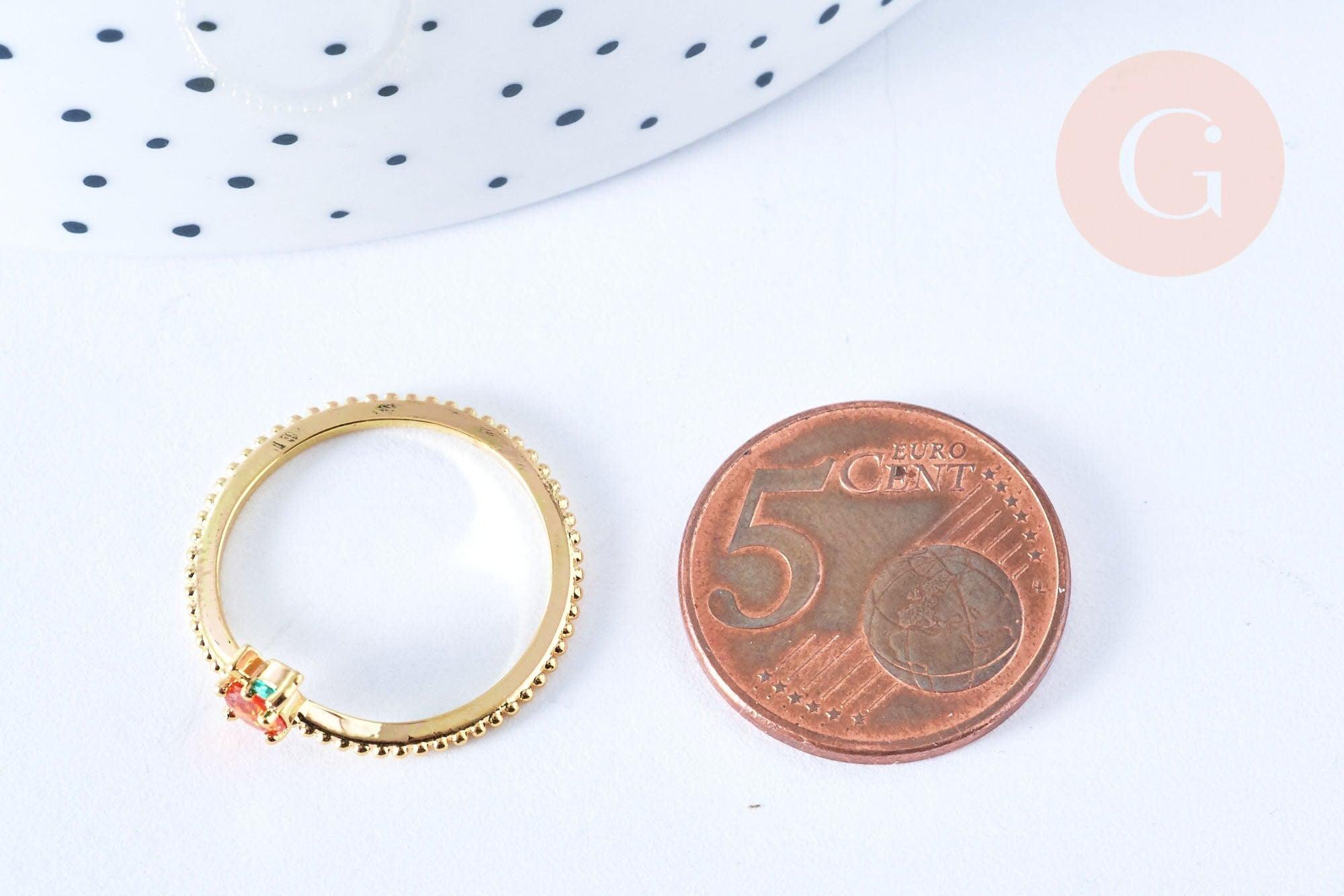 EP-Bague fruit orange laiton doré 16K zircons, x1 (G6578)