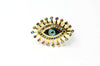 EP Bague réglable laiton doré émail oeil protecteur 17mm , x1 G4244