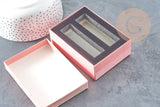EP-Boite cadeau Ecrin bijou carton rose motif géométrique 11.2 x8.05cm, x1 (G8956)