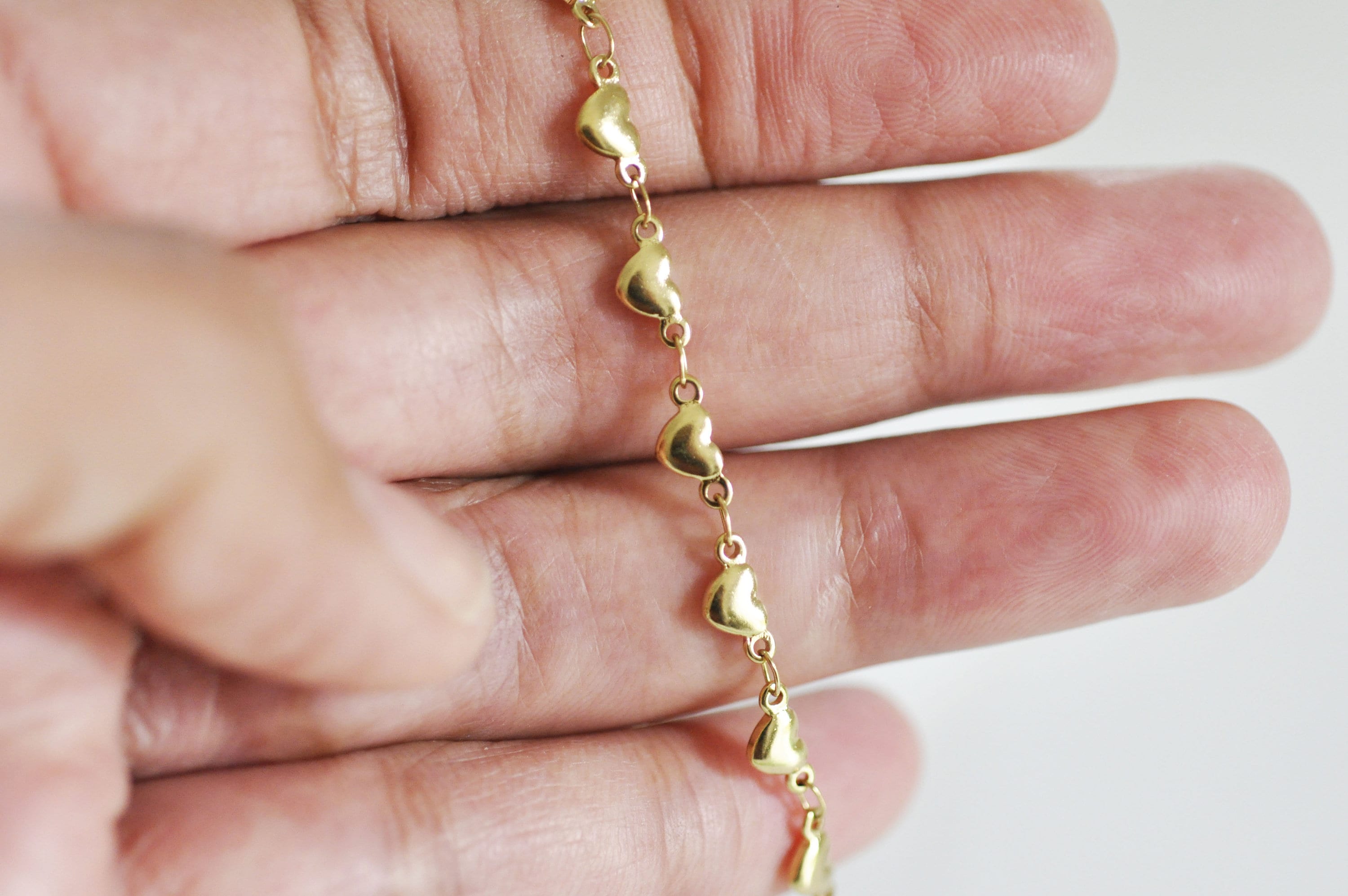 EP Bracelet acier dorée 14k cœur,un bracelet fantaisie sans nickel en acier inoxydable doré,2mm,21cm, x1 G5343
