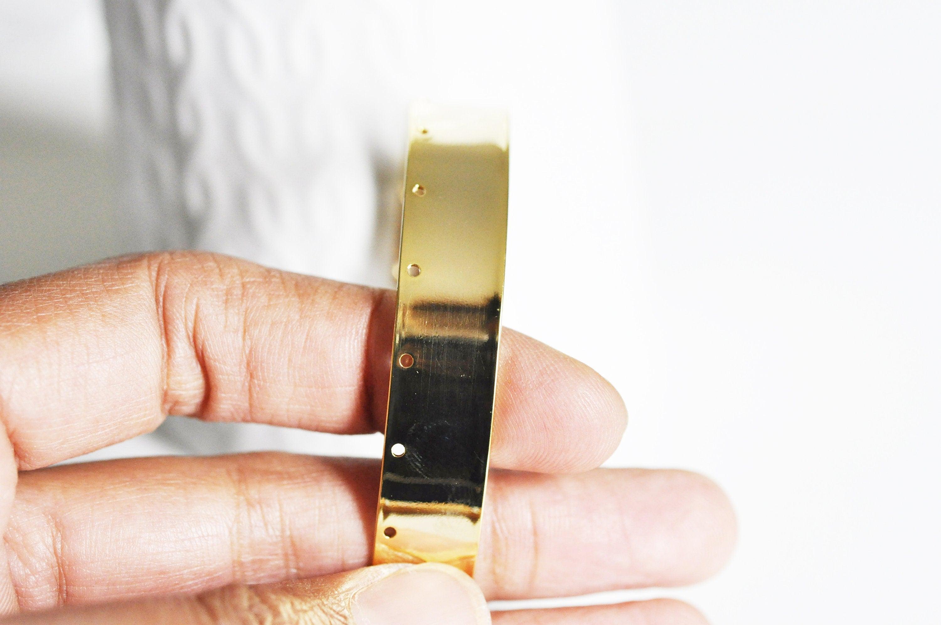 EP Bracelet jonc réglable laiton doré 16k percé 60mm, x1 (G2657) ()