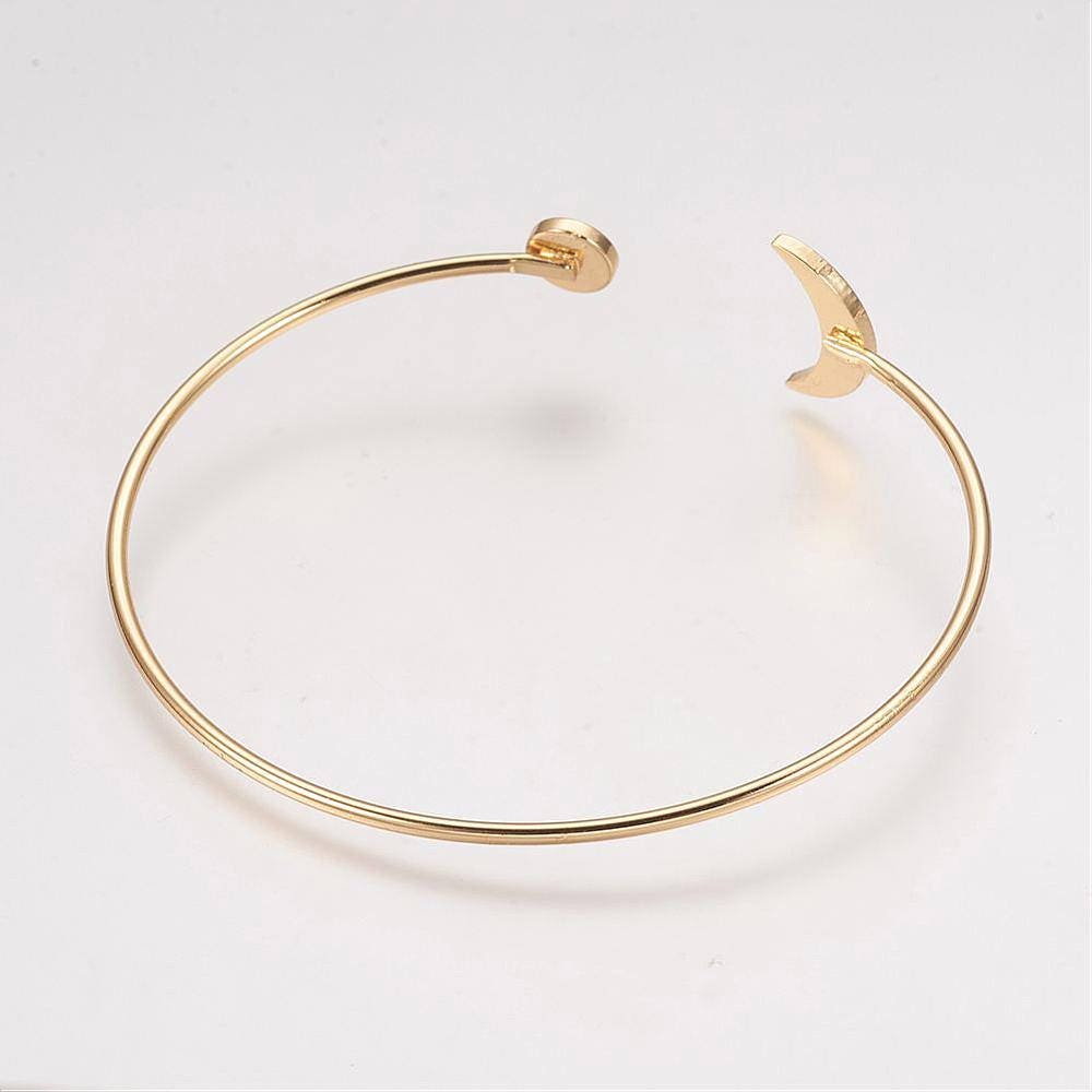 EP Bracelet jonc réglable lune 14k, fournitures créatives, laiton doré 14K, bracelet fantaisie, fabrication bijoux, bracelet doré, 64mm