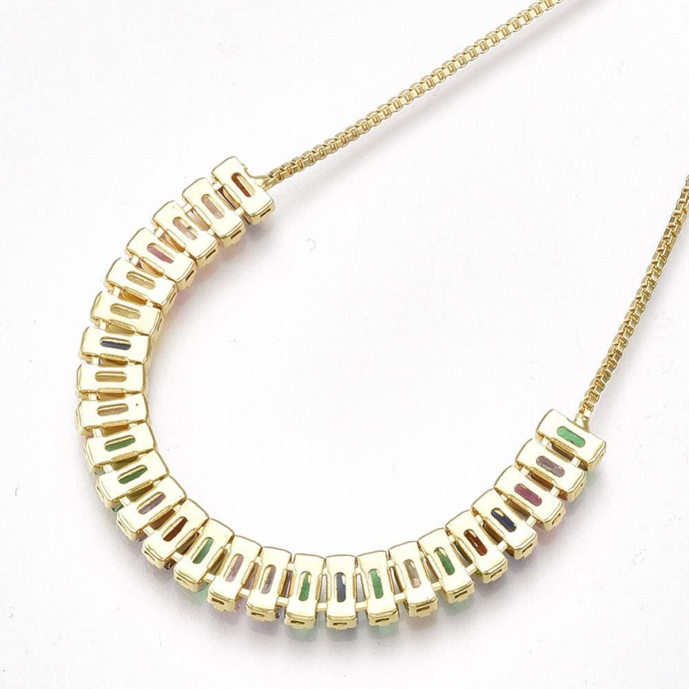 EP Bracelet réglable laiton doré 14k cristaux zircon multicolores, bracelet laiton or,sans nickel,bracelet zircon doré,24cm, x1,G2776
