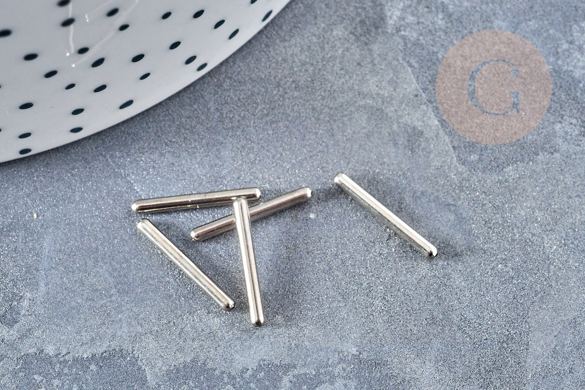 EP Breloque Tube percé laiton argenté, fabrication de bijou, laiton breloque, laiton argenté, 19mm