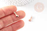 EP-Breloque main poing laiton or rose 18k cristal zircon, x1 G4470