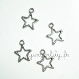EP Breloques étoiles argentées,Breloque argent tibétain,argent tibétain, breloque argent, création bijoux,12mm, x 5,G2369