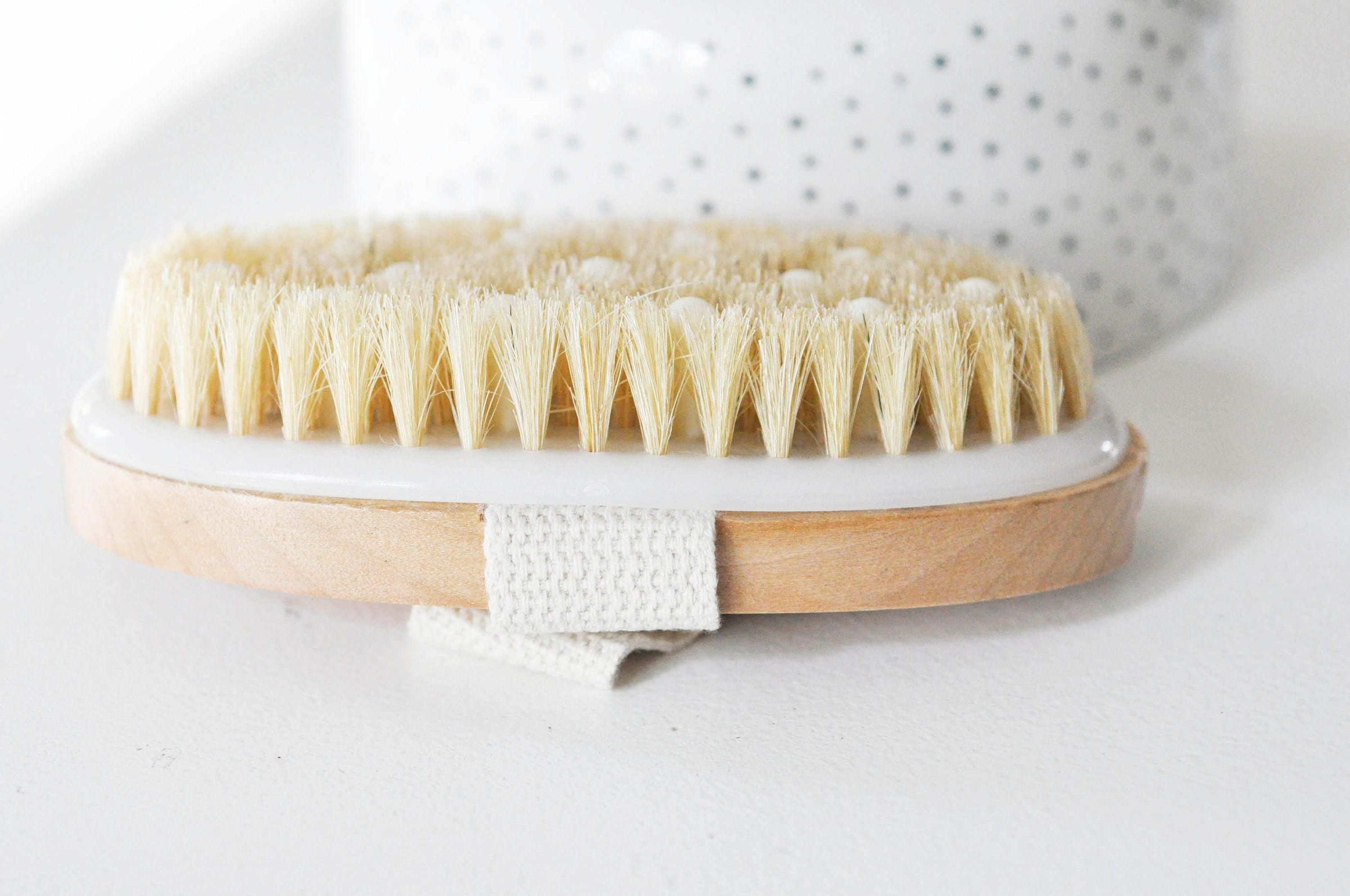 EP Brosse massage bambou & poils naturels, outil en bois pour massage du corps, accessoire auto-massage anti-cellullite,12.8cm, x1 G4582