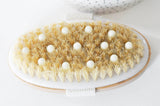 EP Brosse massage bambou & poils naturels, outil en bois pour massage du corps, accessoire auto-massage anti-cellullite,12.8cm, x1 G4582