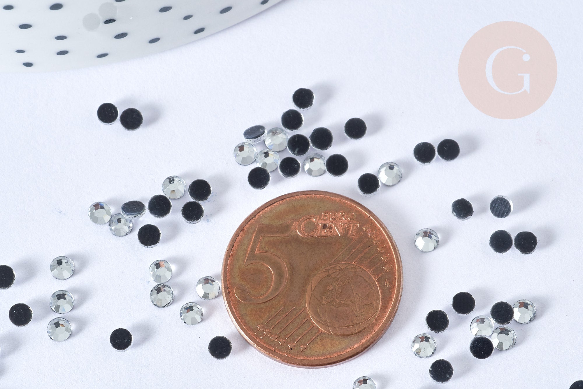 EP Cabochon strass cristal AB blanc, cabochon plastique, strass couture, customisation,1 gramme