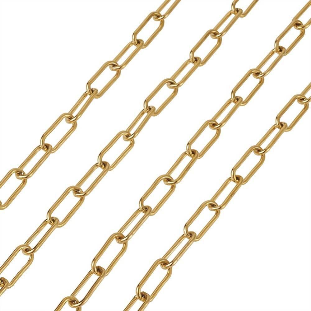 EP Chaine acier doré maille rectangle 17x7mm, x1 mètre (G2408)