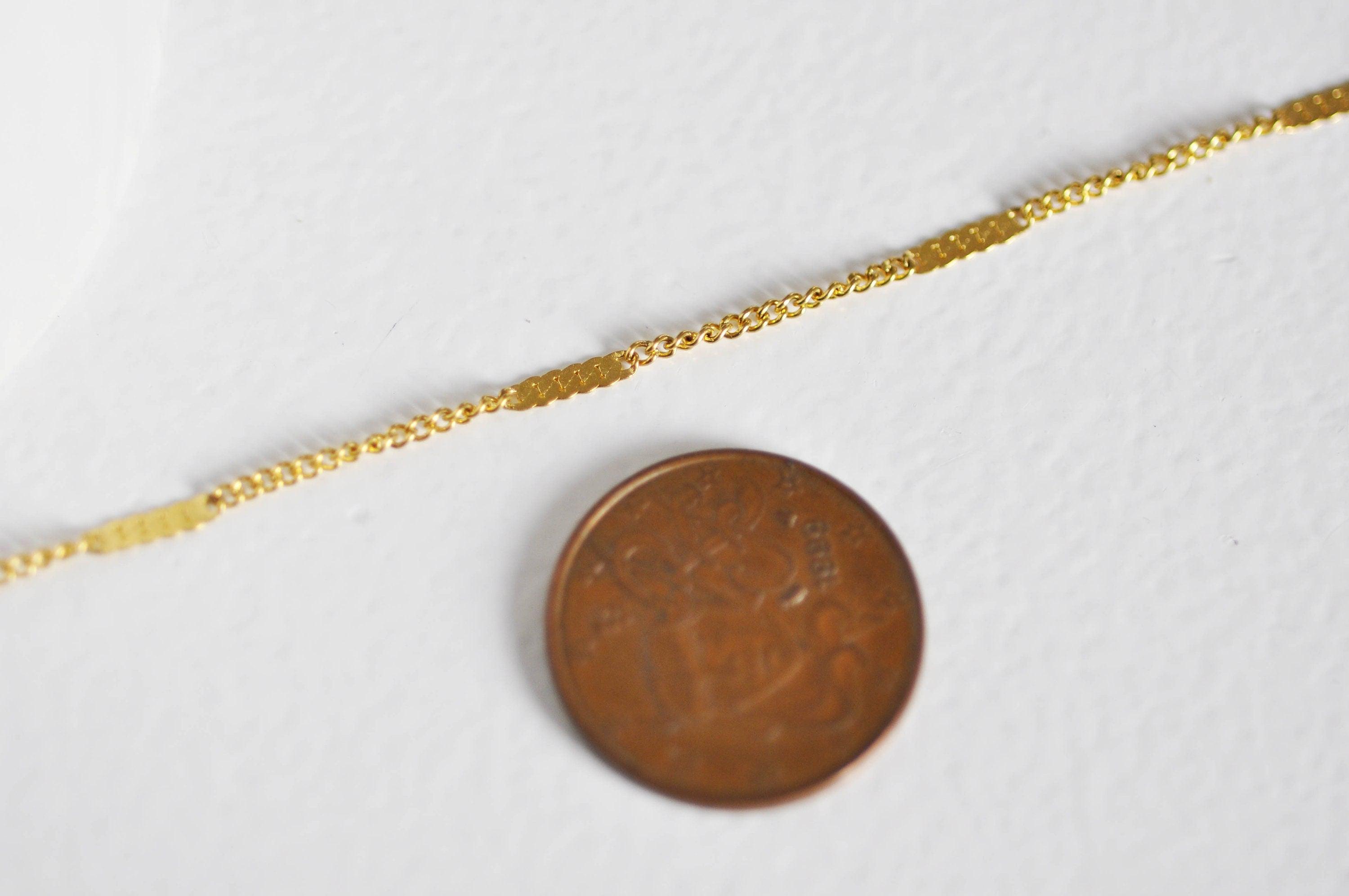 EP Chaine fine dorée fantaisie laiton doré 14K avec fermoir,2mm, 45cm-G0644