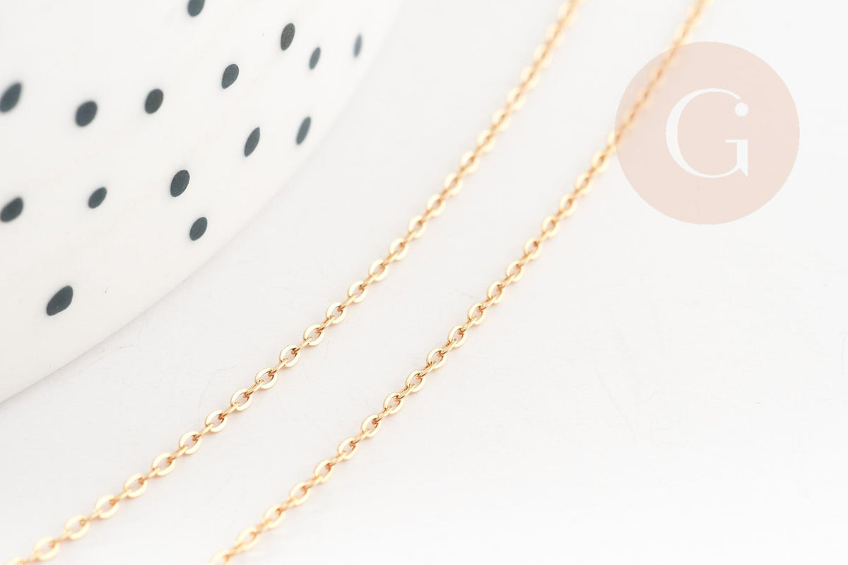 EP Chaine fine dorée gold-filled 14K 1.02mm/45cm, chaine collier avec fermoir création bijoux, x1 (G9238)