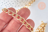 EP Chaine grosse maille gourmette acier dorée 16k 5.5mm, x1 metre (G6853)