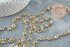 EP Chaines Rondes perles pampille verre laiton doré 13x6.5mm, x1 mètre G8181
