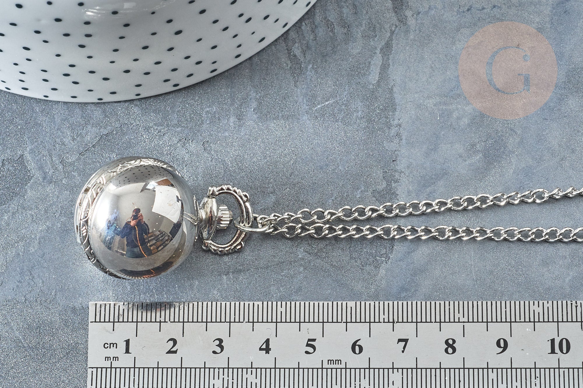 EP Collier Pendentif montre de poche rétro zamac platine 36mm, x1 G7854