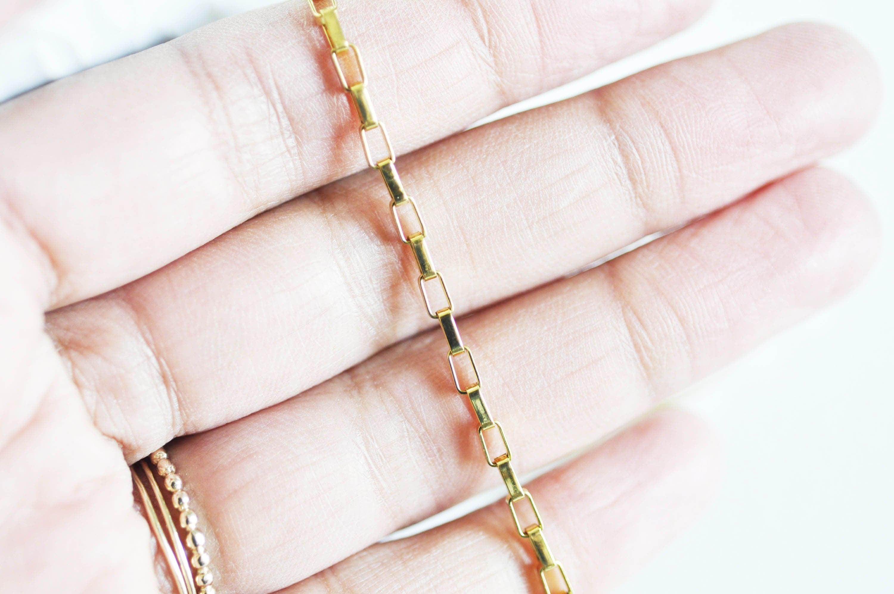 EP Collier acier doré 18k maille rectangle,chaine qualite,création bijoux,chaine complète,acier inoxydable,4x2mm,chaine complète-G1757