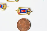 EP -Connecteur rectangle émaillé zircons coloré 26.5mm, x1 (G4086)