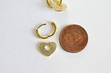 EP-Créoles laiton doré 16k coeur zircon cristal, bijoux doré, oreille percée,paire boucles cristal, 20mm,G3093