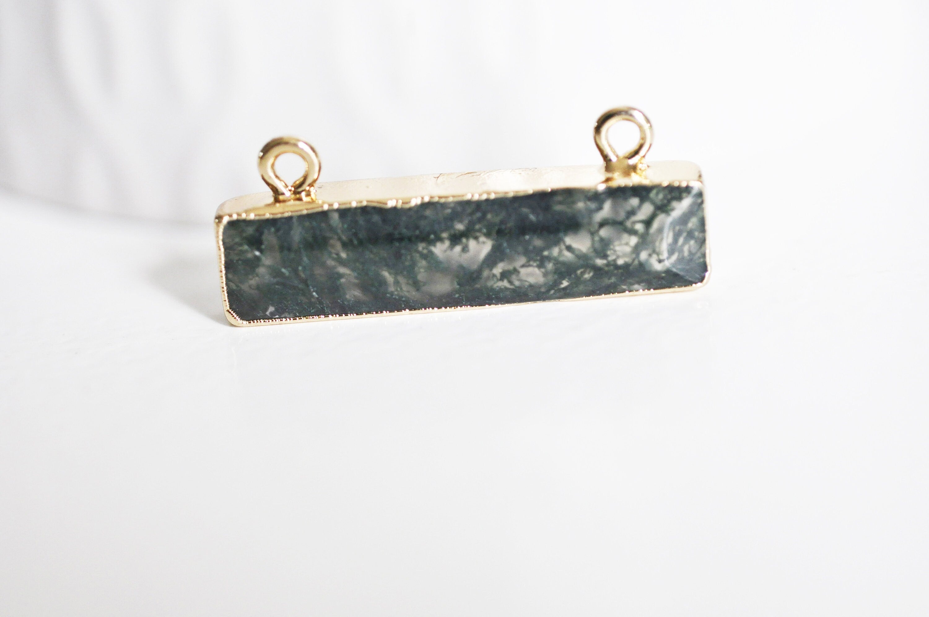 EP ÉPUISÉ Pendentif rectangle agate verte mousse,pendentif bijoux, pendentif agate,pendentif pierre, agate naturelle,agate mousse,30.5mm,G2654
