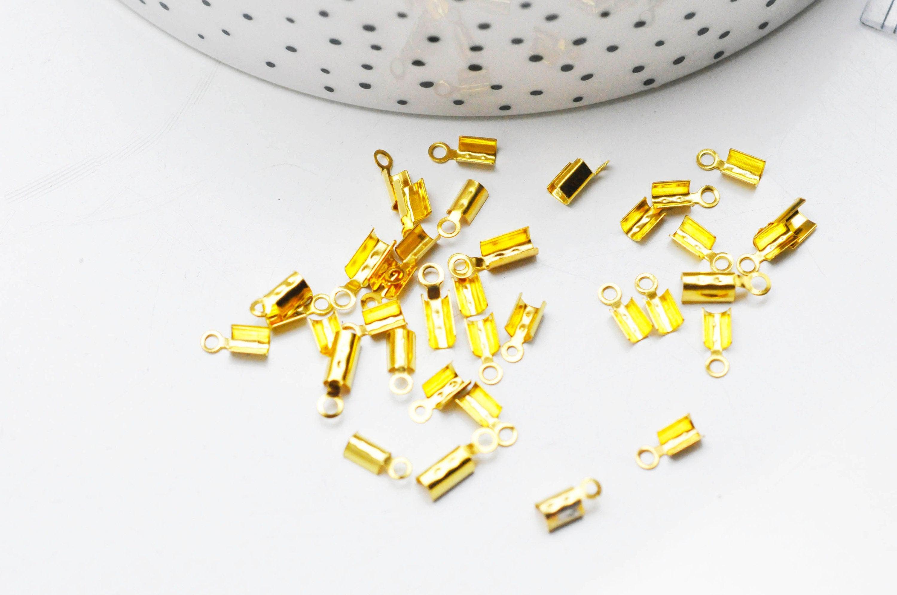 EP Embouts corde métal doré pincer,fournitures créatives,fournitures dorées,création bijoux,finition ruban,finition chaine,x 50, 8mm G4768